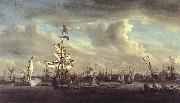 VELDE, Willem van de, the Younger The Gouden Leeuw before Amsterdam t France oil painting reproduction